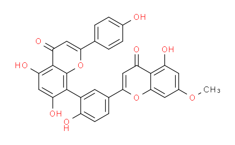 CAS No. 21763-71-3, 5,7-Dihydroxy-8-(2-hydroxy-5-(5-hydroxy-7-methoxy-4-oxo-4H-chromen-2-yl)phenyl)-2-(4-hydroxyphenyl)-4H-chromen-4-one