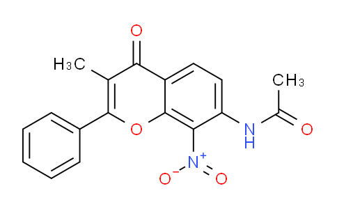 CAS No. 62100-84-9, N-(3-Methyl-8-nitro-4-oxo-2-phenyl-4H-chromen-7-yl)acetamide