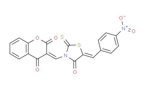 CAS No. 909197-38-2, (Z)-3-((5-((Z)-4-nitrobenzylidene)-4-oxo-2-thioxothiazolidin-3-yl)methylene)chromane-2,4-dione