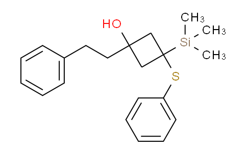 CAS No. 86573-85-5, 1-Phenethyl-3-(phenylthio)-3-(trimethylsilyl)cyclobutanol
