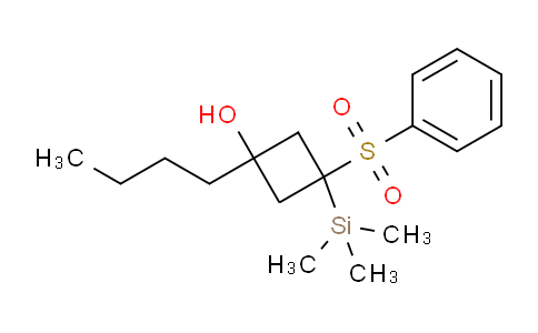 CAS No. 88068-15-9, 1-Butyl-3-(phenylsulfonyl)-3-(trimethylsilyl)cyclobutanol