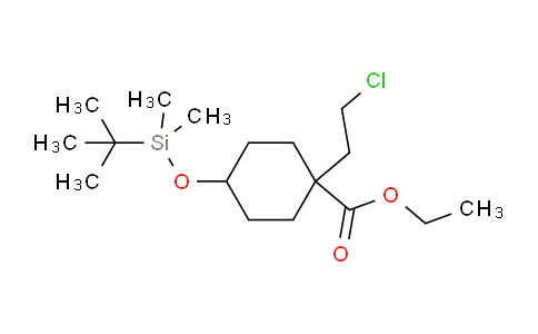 CAS No. 1097729-64-0, ethyl 4-((tert-butyldimethylsilyl)oxy)-1-(2-chloroethyl)cyclohexane-1-carboxylate