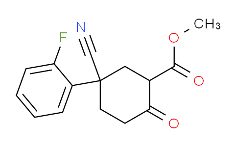 CAS No. 179064-48-3, methyl 5-cyano-5-(2-fluorophenyl)-2-oxocyclohexane-1-carboxylate