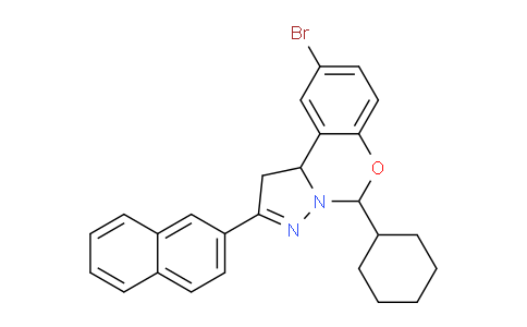 CAS No. 303059-77-0, 9-Bromo-5-cyclohexyl-2-(naphthalen-2-yl)-5,10b-dihydro-1H-benzo[e]pyrazolo[1,5-c][1,3]oxazine