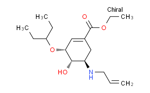 CAS No. 312904-11-3, 1-Cyclohexene-1-carboxylic acid, 3-(1-ethylpropoxy)-4-hydroxy-5-(2-propen-1-ylamino)-, ethyl ester, (3R,4S,5R)-