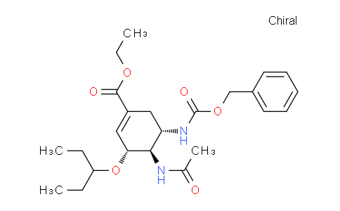 CAS No. 1184177-08-9, 1-Cyclohexene-1-carboxylic acid, 4-(acetylamino)-3-(1-ethylpropoxy)-5-[[(phenylmethoxy)carbonyl]amino]-, ethyl ester, (3R,4R,5S)-