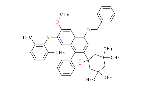 CAS No. 1427470-23-2, 1-(4-(Benzyloxy)-7-((2,6-dimethylphenyl)thio)-6-methoxy-1-phenylnaphthalen-2-yl)-3,3,5,5-tetramethylcyclohexan-1-ol
