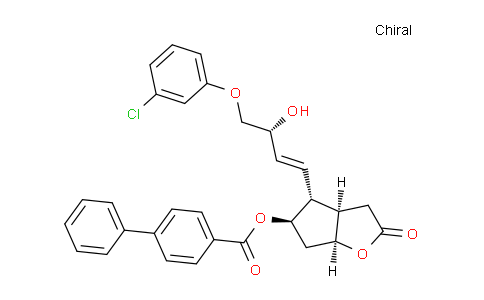 CAS No. 54713-44-9, (3aR,4R,5R,6aS)-4-((R,E)-4-(3-chlorophenoxy)-3-hydroxybut-1-en-1-yl)-2-oxohexahydro-2H-cyclopenta[b]furan-5-yl [1,1'-biphenyl]-4-carboxylate