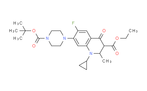 CAS No. 952653-69-9, ethyl 7-(4-(tert-butoxycarbonyl)piperazin-1-yl)-1-cyclopropyl-6-fluoro-2-methyl-4-oxo-1,2,3,4-tetrahydroquinoline-3-carboxylate