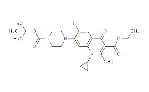 CAS No. 952653-71-3, ethyl 7-(4-(tert-butoxycarbonyl)piperazin-1-yl)-1-cyclopropyl-6-fluoro-2-methyl-4-oxo-1,4-dihydroquinoline-3-carboxylate