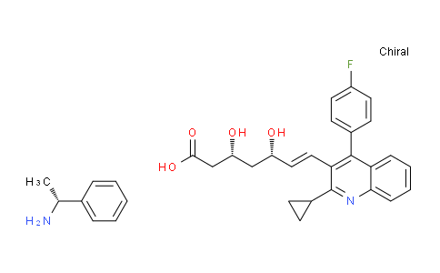 CAS No. 147511-70-4, (R)-1-phenylethan-1-amine (3R,5S,E)-7-(2-cyclopropyl-4-(4-fluorophenyl)quinolin-3-yl)-3,5-dihydroxyhept-6-enoate