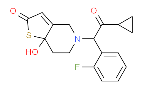 CAS No. 947502-66-1, 5-(2-cyclopropyl-1-(2-fluorophenyl)-2-oxoethyl)-7a-hydroxy-5,6,7,7a-tetrahydrothieno[3,2-c]pyridin-2(4H)-one