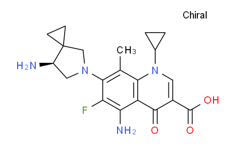 CAS No. 167887-97-0, (S)-5-Amino-7-(7-amino-5-azaspiro[2.4]heptan-5-yl)-1-cyclopropyl-6-fluoro-8-methyl-4-oxo-1,4-dihydroquinoline-3-carboxylic acid