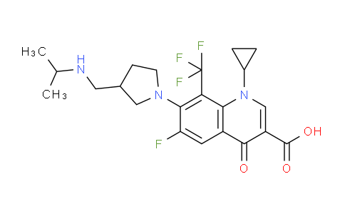 CAS No. 146981-05-7, 1-Cyclopropyl-6-fluoro-7-(3-((isopropylamino)methyl)pyrrolidin-1-yl)-4-oxo-8-(trifluoromethyl)-1,4-dihydroquinoline-3-carboxylic acid