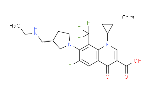 CAS No. 146981-04-6, (S)-1-Cyclopropyl-7-(3-((ethylamino)methyl)pyrrolidin-1-yl)-6-fluoro-4-oxo-8-(trifluoromethyl)-1,4-dihydroquinoline-3-carboxylic acid
