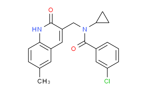 CAS No. 606095-13-0, 3-Chloro-N-cyclopropyl-N-((6-methyl-2-oxo-1,2-dihydroquinolin-3-yl)methyl)benzamide
