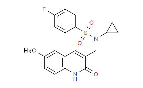 CAS No. 606095-26-5, N-Cyclopropyl-4-fluoro-N-((6-methyl-2-oxo-1,2-dihydroquinolin-3-yl)methyl)benzenesulfonamide