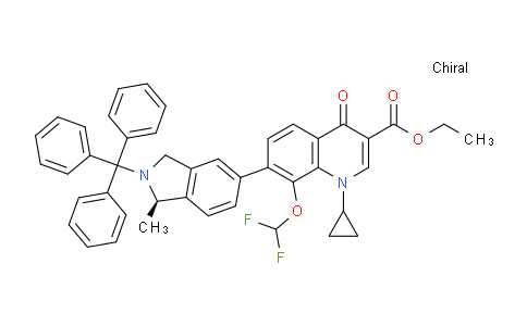 CAS No. 194804-45-0, (R)-Ethyl 1-cyclopropyl-8-(difluoromethoxy)-7-(1-methyl-2-tritylisoindolin-5-yl)-4-oxo-1,4-dihydroquinoline-3-carboxylate