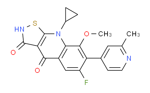CAS No. 906527-41-1, 9-Cyclopropyl-6-fluoro-8-methoxy-7-(2-methylpyridin-4-yl)isothiazolo[5,4-b]quinoline-3,4(2H,9H)-dione