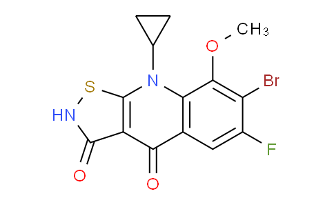 CAS No. 922718-28-3, 7-Bromo-9-cyclopropyl-6-fluoro-8-methoxyisothiazolo[5,4-b]quinoline-3,4(2H,9H)-dione