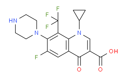 CAS No. 138059-98-0, 1-Cyclopropyl-6-fluoro-4-oxo-7-(piperazin-1-yl)-8-(trifluoromethyl)-1,4-dihydroquinoline-3-carboxylic acid