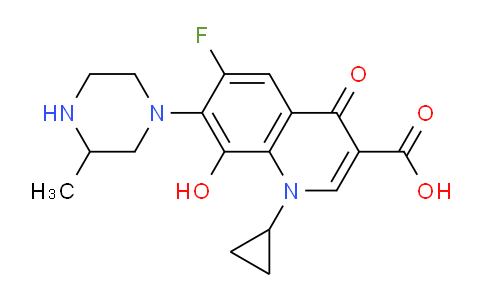 CAS No. 616205-76-6, 1-Cyclopropyl-6-fluoro-8-hydroxy-7-(3-methylpiperazin-1-yl)-4-oxo-1,4-dihydroquinoline-3-carboxylic acid