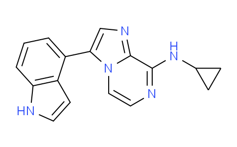 CAS No. 825630-54-4, N-Cyclopropyl-3-(1H-indol-4-yl)imidazo[1,2-a]pyrazin-8-amine