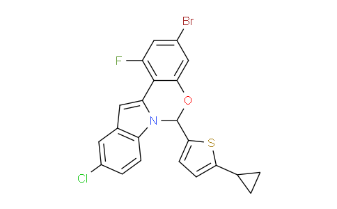 CAS No. 1620454-31-0, 3-Bromo-10-chloro-6-(5-cyclopropylthiophen-2-yl)-1-fluoro-6H-benzo[5,6][1,3]oxazino[3,4-a]indole