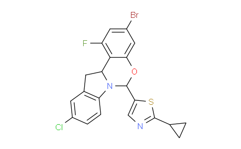 DY758036 | 1620545-91-6 | 3-Bromo-10-chloro-6-(2-cyclopropylthiazol-5-yl)-1-fluoro-12,12a-dihydro-6H-benzo[5,6][1,3]oxazino[3,4-a]indole