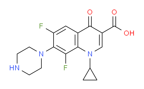 CAS No. 94242-53-2, 1-Cyclopropyl-6,8-difluoro-4-oxo-7-(piperazin-1-yl)-1,4-dihydroquinoline-3-carboxylic acid