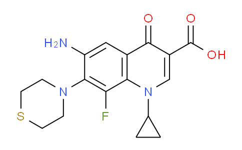 CAS No. 148927-12-2, 6-Amino-1-cyclopropyl-8-fluoro-4-oxo-7-thiomorpholino-1,4-dihydroquinoline-3-carboxylic acid