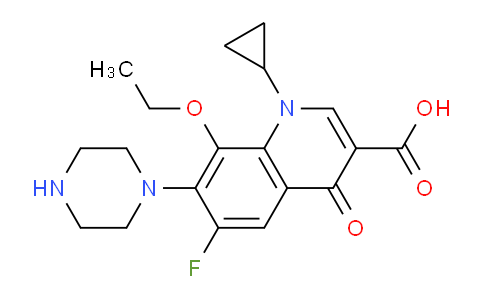 CAS No. 112811-83-3, 1-Cyclopropyl-8-ethoxy-6-fluoro-4-oxo-7-(piperazin-1-yl)-1,4-dihydroquinoline-3-carboxylic acid