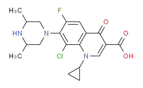 CAS No. 103481-72-7, 8-Chloro-1-cyclopropyl-7-(3,5-dimethylpiperazin-1-yl)-6-fluoro-4-oxo-1,4-dihydroquinoline-3-carboxylic acid