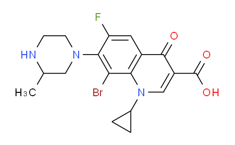 CAS No. 182868-35-5, 8-Bromo-1-cyclopropyl-6-fluoro-7-(3-methylpiperazin-1-yl)-4-oxo-1,4-dihydroquinoline-3-carboxylic acid