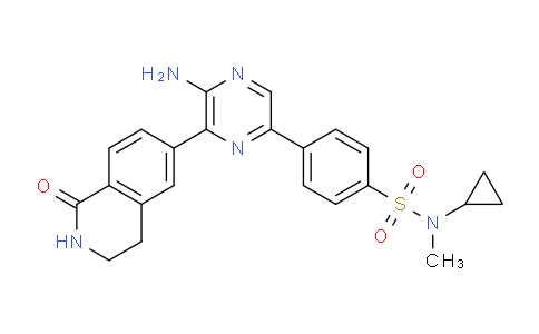 CAS No. 1396771-17-7, 4-(5-Amino-6-(1-oxo-1,2,3,4-tetrahydroisoquinolin-6-yl)pyrazin-2-yl)-N-cyclopropyl-N-methylbenzenesulfonamide