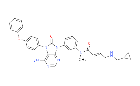 CAS No. 1448444-77-6, (E)-N-(3-(6-Amino-8-oxo-7-(4-phenoxyphenyl)-7H-purin-9(8H)-yl)phenyl)-4-((cyclopropylmethyl)amino)-N-methylbut-2-enamide