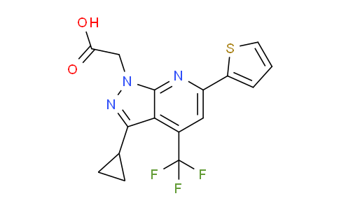 CAS No. 937606-08-1, 2-(3-Cyclopropyl-6-(thiophen-2-yl)-4-(trifluoromethyl)-1H-pyrazolo[3,4-b]pyridin-1-yl)acetic acid