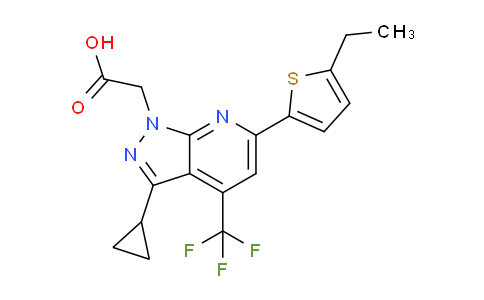 CAS No. 937606-22-9, 2-(3-Cyclopropyl-6-(5-ethylthiophen-2-yl)-4-(trifluoromethyl)-1H-pyrazolo[3,4-b]pyridin-1-yl)acetic acid