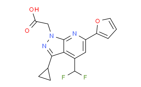 CAS No. 937607-24-4, 2-(3-Cyclopropyl-4-(difluoromethyl)-6-(furan-2-yl)-1H-pyrazolo[3,4-b]pyridin-1-yl)acetic acid