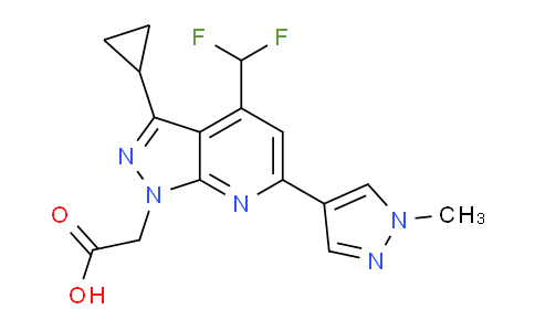 CAS No. 1006445-08-4, 2-(3-Cyclopropyl-4-(difluoromethyl)-6-(1-methyl-1H-pyrazol-4-yl)-1H-pyrazolo[3,4-b]pyridin-1-yl)acetic acid