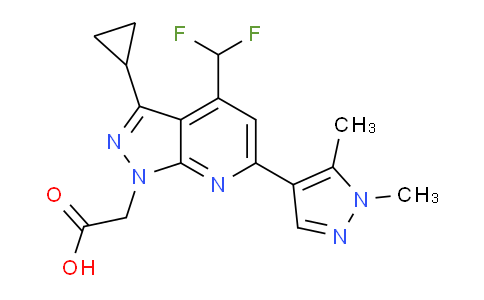 MC758108 | 1006478-10-9 | 2-(3-Cyclopropyl-4-(difluoromethyl)-6-(1,5-dimethyl-1H-pyrazol-4-yl)-1H-pyrazolo[3,4-b]pyridin-1-yl)acetic acid