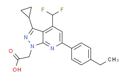 CAS No. 937607-29-9, 2-(3-Cyclopropyl-4-(difluoromethyl)-6-(4-ethylphenyl)-1H-pyrazolo[3,4-b]pyridin-1-yl)acetic acid