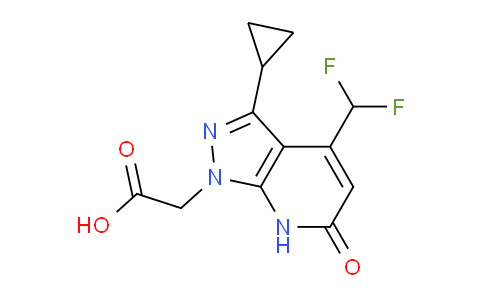 CAS No. 1018142-71-6, 2-(3-Cyclopropyl-4-(difluoromethyl)-6-oxo-6,7-dihydro-1H-pyrazolo[3,4-b]pyridin-1-yl)acetic acid