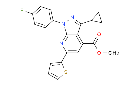 CAS No. 1011398-16-5, Methyl 3-cyclopropyl-1-(4-fluorophenyl)-6-(thiophen-2-yl)-1H-pyrazolo[3,4-b]pyridine-4-carboxylate