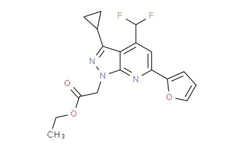 CAS No. 1018050-88-8, Ethyl 2-(3-cyclopropyl-4-(difluoromethyl)-6-(furan-2-yl)-1H-pyrazolo[3,4-b]pyridin-1-yl)acetate