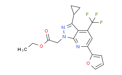CAS No. 1018051-12-1, Ethyl 2-(3-cyclopropyl-6-(furan-2-yl)-4-(trifluoromethyl)-1H-pyrazolo[3,4-b]pyridin-1-yl)acetate