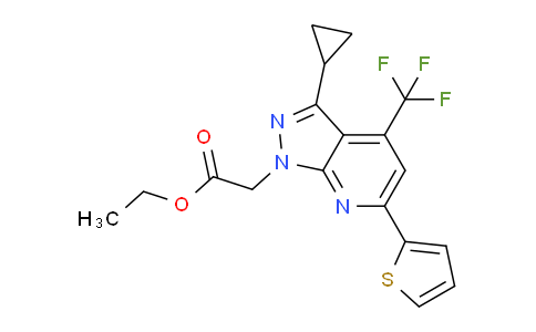 CAS No. 1018051-77-8, Ethyl 2-(3-cyclopropyl-6-(thiophen-2-yl)-4-(trifluoromethyl)-1H-pyrazolo[3,4-b]pyridin-1-yl)acetate