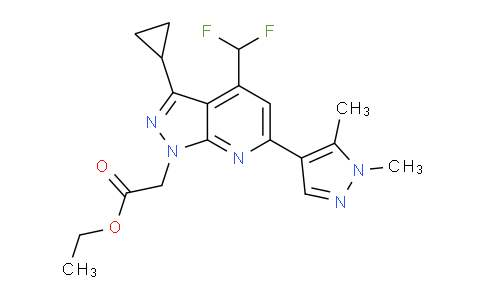 CAS No. 1171643-63-2, Ethyl 2-(3-cyclopropyl-4-(difluoromethyl)-6-(1,5-dimethyl-1H-pyrazol-4-yl)-1H-pyrazolo[3,4-b]pyridin-1-yl)acetate