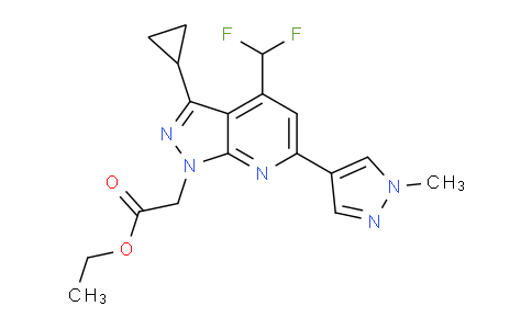 CAS No. 1172010-69-3, Ethyl 2-(3-cyclopropyl-4-(difluoromethyl)-6-(1-methyl-1H-pyrazol-4-yl)-1H-pyrazolo[3,4-b]pyridin-1-yl)acetate