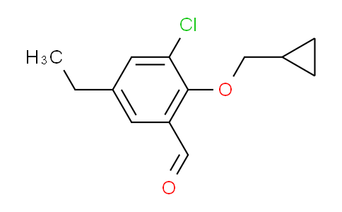 CAS No. 883519-56-0, 3-Chloro-2-(cyclopropylmethoxy)-5-ethylbenzaldehyde